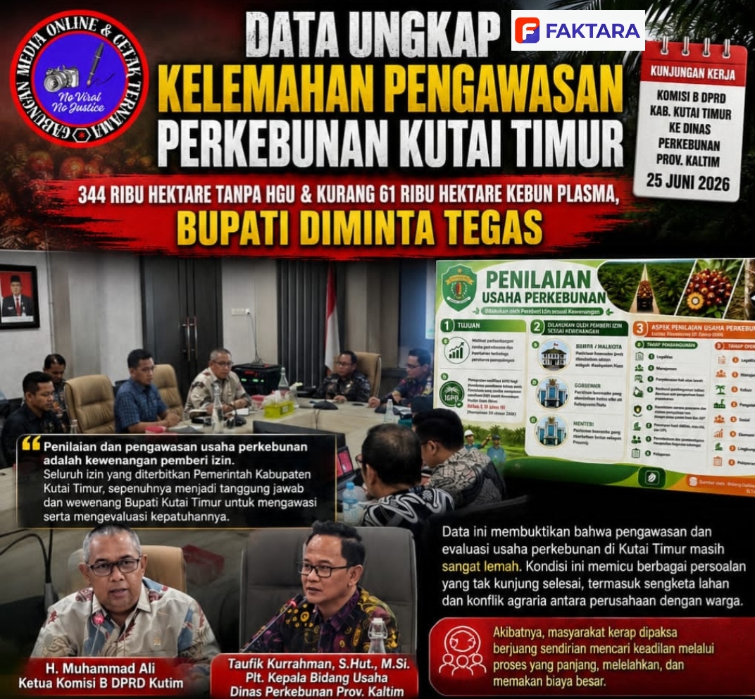 Data Ungkap Kelemahan Pengawasan Perkebunan Kutim: 344 Ribu Hektare Tanpa HGU & Kurang 61 Ribu Hektare Kebun Plasma, Bupati Diminta Tegas