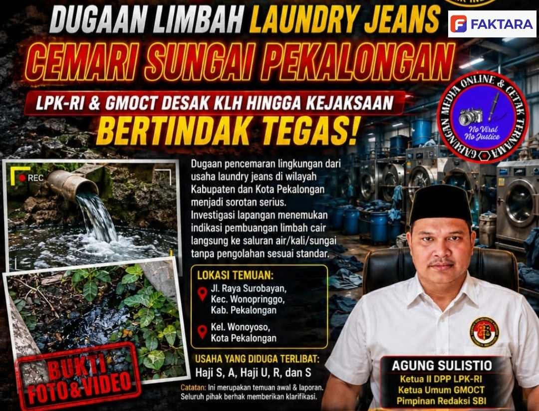 Kantongi Bukti Foto dan Video, Dugaan Limbah Laundry Jeans Cemari Sungai Pekalongan, LPK-RI dan GMOCT Desak KLH, Polri Hingga Kejaksaan Bertindak Tegas!