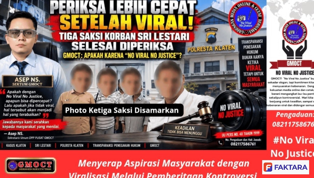 Periksa Lebih Cepat Setelah Viral: Tiga Saksi Korban Sri Lestari Selesai Diperiksa, GMOCT: Apakah Karena “No Viral No Justice”?